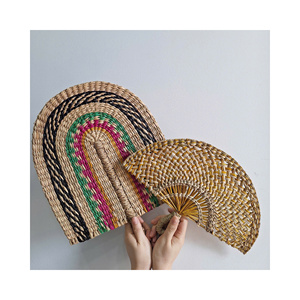 Large Seagrass Handfan Woven Natural Wicker Paddle <b>Fan</b> Eco Friendly Straw <b>Handheld</b> <b>Fan</b> Rustic Summer Wedding Party Decor - Product Image 1