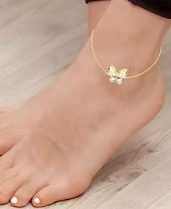 Cavigliera farfalla multicolore in argento Sterling placcato oro 14K | Macacy's - Product Image 2