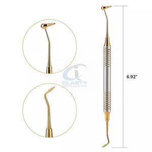 Ensemble de 6 instruments de restauration dentaire en résine composite, outils manuels plaqués titane doré - Product Image 3