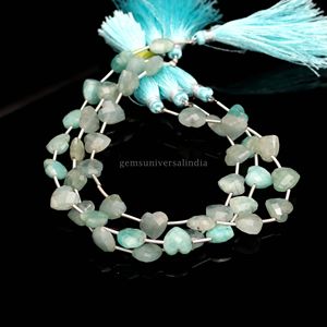 Cuentas de Aguamarina Natural AAA Talladas en Forma de Corazón de 10MM, Perforadas Lateralmente, Hilo de 8 Pulgadas para Fabricación de Joyas, Precio al por Mayor, Venta a Granel - Product Image 4