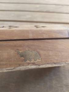 Vintage Wooden Incense Burner Holder, Indian Brass <b>Elephant</b> <b>Decor</b> - Product Image 4