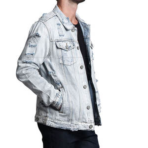 Chaqueta Vaquera Personalizada con Logotipo para Hombre, Nuevo Diseño, Chaqueta Vaquera Desgastada Estilo Trucker, Fabricante de Chaquetas Vaqueras con Logotipo Personalizado - Product Image 5