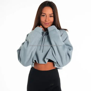 <b>Women</b> Custom Crop <b>Top</b> Casual Hoodie <b>Women's</b> Pullover Hoodies & Sweatshirts Cropped <b>Thermal</b> Oversize Hoodie - Product Image 4