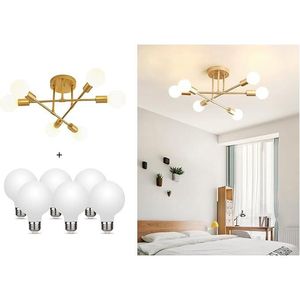 Lampadario Sputnik Moderno a 6 Luci con Lampadine LED, Plafoniera Dorata per Camera da Letto, Sala da Pranzo, Cucina, Ufficio - Product Image 1