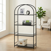 Étagère métallique à 4 niveaux, style industriel, bibliothèque autoportante pour salon, bureau à domicile, rangement, design moderne