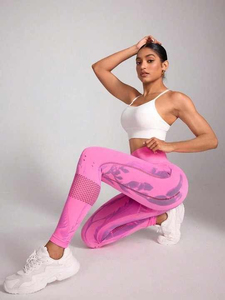 Wholesale Premium 87% <b>Nylon</b> 13% Spandex Four-Way Stretch Fitness Wear Women <b>Leggings</b> with Breathable Mesh Panel - Product Image 4