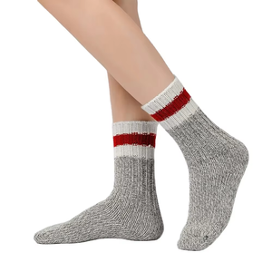 <b>Women</b> Crew <b>Socks</b> Gray Knitted Digital Print Character Striped Cotton Blend Sweat-Absorbent Daily Wear Autumn Style - Product Image 4