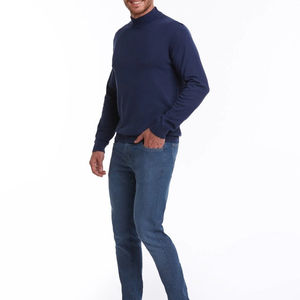 Men <b>Mock</b> T-Shirt <b>Neck</b> Long Sleeve Minimalist Solid Color Business Casual Oversized 100% Cotton Eco-Friendly Breathable <b>Top</b> - Product Image 5