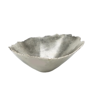 Silver Rough Finished Aluminum Snacks Bowl Dinner Decorative Food and Salad Serving Bowl Customized Logo Modern <b>Dinnerware</b> Bowl - Product Image 1