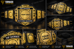 Ceinture de championnat personnalisée de luxe avec logo personnalisé, plaques dorées ornées, ceinture de trophée de vainqueur en cuir véritable - Product Image 5