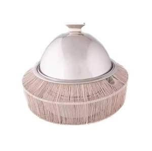 Bol de service de luxe en acier inoxydable avec couvercle et base à franges, plat décoratif pour traiteur, chauffe-plats pour hôtels et restaurants - Product Image 1