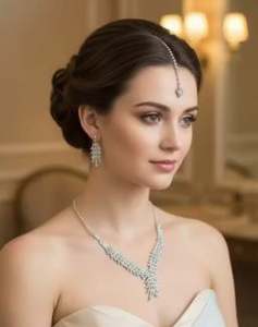 Platinum Plated Bohemia Style Alloy Jewelry Set with Zircon Stones for Engagement Wedding & Anniversary - Product Image 3