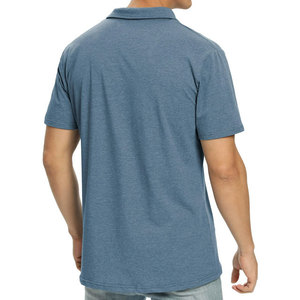 Chemises pour hommes décontractées, coupe classique, manches courtes, respirantes, unies, avec logo personnalisé sur le devant, boutonnées. - Product Image 3