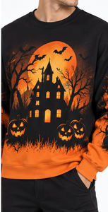 <b>Halloween</b> <b>Sweatshirt</b> Cute Ghost Pumpkin Printed Oversized Terry Crew Neck Long Sleeve Pullover Unisex Autumn Winter Streetwear - Product Image 6