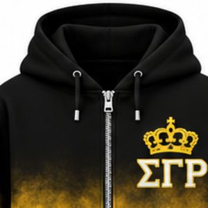 Sudadera con Capucha Oversize Personalizada Sigma Gamma Rho para Mujer, Teñida con Técnica Tie-Dye, Color Negro y Dorado, con Letras Griegas, Sudadera de Forro Polar Informal para Hermandad - Product Image 5
