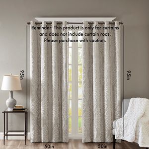 Jacquard damasco lavorato a maglia Total Blackout con occhiello pannello per tenda - Product Image 2