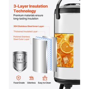 Dispenser di Bevande Isolato in Acciaio Inox da 9,2L (2,4 Galloni) con Display della Temperatura e Rubinetto per Bevande Calde - Product Image 4