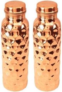Handmade Diamond Hammered Pure Copper Water Bottle 2000ml Large Capacity Leakproof Copper <b>Drinkware</b> for Healthy Water Storage - Product Image 6