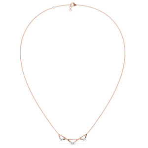 Collar de diamantes con diseño de arco triple y marcos abiertos esculpidos en oro rosa con detalles de brillo simétricos - Product Image 2