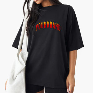 Camiseta de mujer extragrande de algodón 100% de alta calidad, personalizada, con estampado personalizado, color negro sólido. - Product Image 1