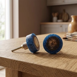 Perillas Modernas Redondas para Muebles de Madera, Acabado en Resina Azul, Duraderas, Ecológicas, Multifuncionales, para Cajones de Cocina - Product Image 1