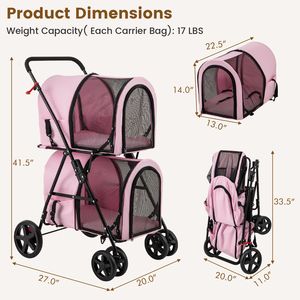 Passeggino Doppio 4-in-1 per Animali Domestici con Trasportino Rimovibile e Carrozzina da Viaggio - Product Image 5
