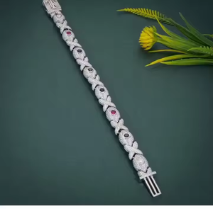 Pulsera de Diamantes Cultivados en Laboratorio Multicolor de Lujo, Cadena de Plata de Ley 925 con Incrustaciones de Diamantes, Joyería Hip Hop Unisex, Accesorio de Moda - Product Image 3