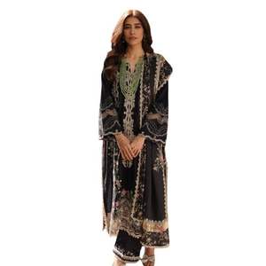 Robe Salwar Kameez pour femmes de haute qualité, en tissu léger d'été, 3 pièces, broderie cousue, style indien pakistanais, séchage rapide - Product Image 4