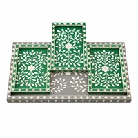 Plateau décoratif élégant en os incrusté fait main de qualité supérieure pour table basse, coiffeuse et salle à manger – Disponible à la vente