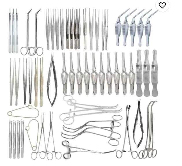 Major Vascular Surgery Stainless Steel Manual Instrument Set of 61Pcs Reusable Specialty Surgical Equipment