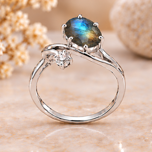 Bague en argent labradorite, pierre précieuse naturelle à reflets bleus, bague en argent sterling 925, bijoux élégants pour femmes - Product Image 4
