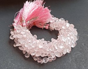 Natural Rose Quartz Faceted Heart Shape Briolette 6-7MM Rose Quartz Gemstone Beads 8 Inch Strand For Jewelry Making Wholesale - Product Image 6