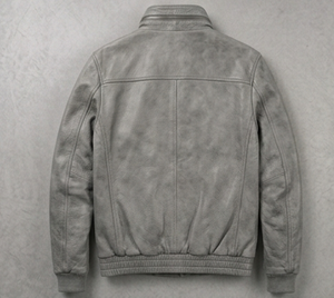 Chaqueta de hombre premium de cuero gris estilo baggy con cierre de cremallera, estilo oversize, para uso urbano. - Product Image 3