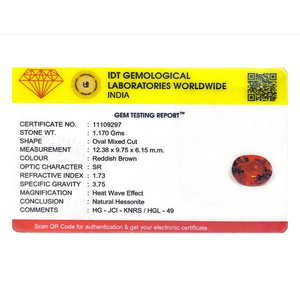 Natural Hessonite Gomed 5.85 Carat Oval Cut Loose Gemstone for Fine Jewelry - Product Image 4