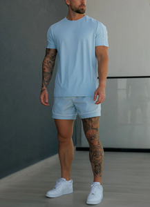 Ensemble t-shirt et short pour homme, style décontracté et sport, avec logo personnalisé, tissu respirant, 2 pièces, ensemble été, vêtements de sport pour homme - Product Image 3