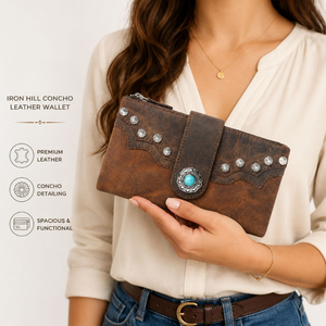 Portefeuille en cuir véritable de style western pour femme avec design clouté de conchos turquoise, pochette organisatrice vintage, sac de mode cowgirl - Product Image 2
