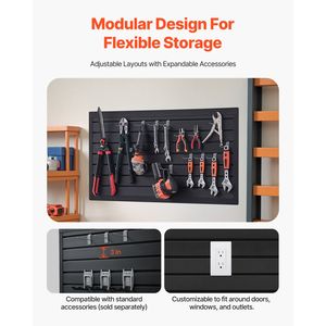 Pannello Modulare in PVC per Garage 2 X 4 ft, Design a Doghe, Facile da Installare, Regolabile, Nero, per Organizzazione a Parete - Product Image 4