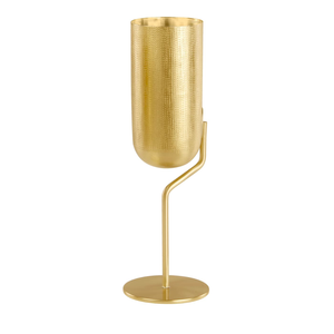 <b>Gold</b> Metal Wine Glass with Stand – Hammered Finish Decorative Stemmed Goblet for Home, Bar & Tabletop Decor - Product Image 3