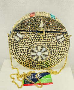 Bolso de mano de mosaico de metal para mujer, bolso de mano exclusivo de diseñador, monedero de fiesta de noche con elegantes asas de latón de FWE - Product Image 1