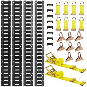 Kit 4 Pezzi Binario E-Track da 2,35 m con 26 Accessori per il Controllo del Carico, Include 2 Cinghie a Cricchetto, 8 O-Ring, 8 Anelli di Fissaggio a D - Product Image 1