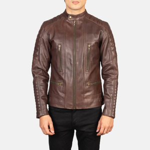 Chaqueta de Invierno de Cuero Genuino para Hombre, Nueva Moda, de Alta Calidad, Cuello Alto, Ecológica, de Secado Rápido, con Logotipo Frontal - Product Image 1