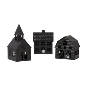 Portavelas de metal negro con forma de casa, estilo vintage, de hierro, para decoración navideña de mesa del hogar, regalo. - Product Image 5