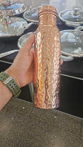 100% bouteille en cuivre Friendly Indian Copper Bottle Kitchen and Tabletop Drinkware Bouteilles d'eau en métal pur cuivre - Product Image 5