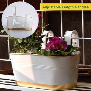 Jardinière en métal robuste, longue et rectangulaire, couleur naturelle exclusive, grande jardinière et bac à fleurs, jardinière en métal galvanisé - Product Image 5