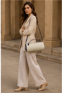 Sac à main cylindrique en cuir véritable de qualité supérieure pour femme, style vintage, avec fermeture éclair, sac à bandoulière de luxe, sac à main de mode, vente en gros OEM ODM - Product Image 4