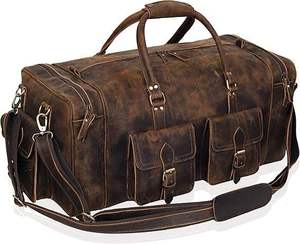 Sacs de voyage personnalisés de grande taille pour hommes, sac de voyage en cuir, sac de sport pour la nuit, sac de week-end, sac en cuir à poignée extensible - Product Image 2