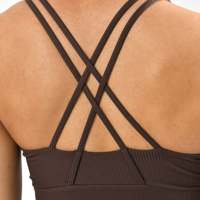 ELYSIAN INDUSTRIES Soutien-gorge de sport pour femme à maintien élevé et antichoc, col en U, bretelles croisées, maille respirante, Spandex/Nylon, bordure blanche