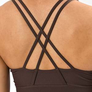ELYSIAN INDUSTRIES สปอร์ตบราสำหรับผู้หญิงแบบ U-NECK รองรับแรงกระแทกสูง สายไขว้ ระบายอากาศได้ดี ผ้าสแปนเด็กซ์/ไนลอน แต่งขอบสีขาว - Product Image 4