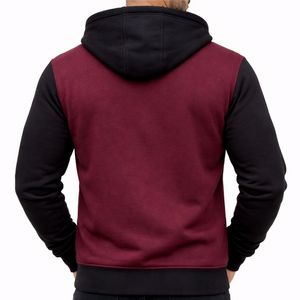 เสื้อฮู้ดซิปสองสีสำหรับผู้ชาย ผ้าฝ้าย 100% ระบายอากาศได้ดี เป็นมิตรกับสิ่งแวดล้อม สไตล์ลำลองสำหรับฤดูหนาวและสตรีทแวร์ - Product Image 3