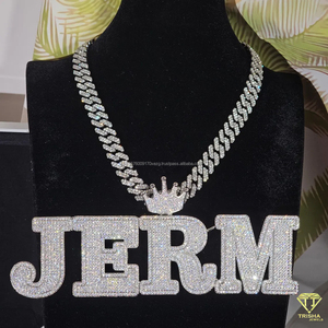 Custom Hip Hop <b>Name</b> Pendant Necklace Luxury Moissanite Diamond Cuban Link <b>Chain</b> Jewelry - Product Image 1